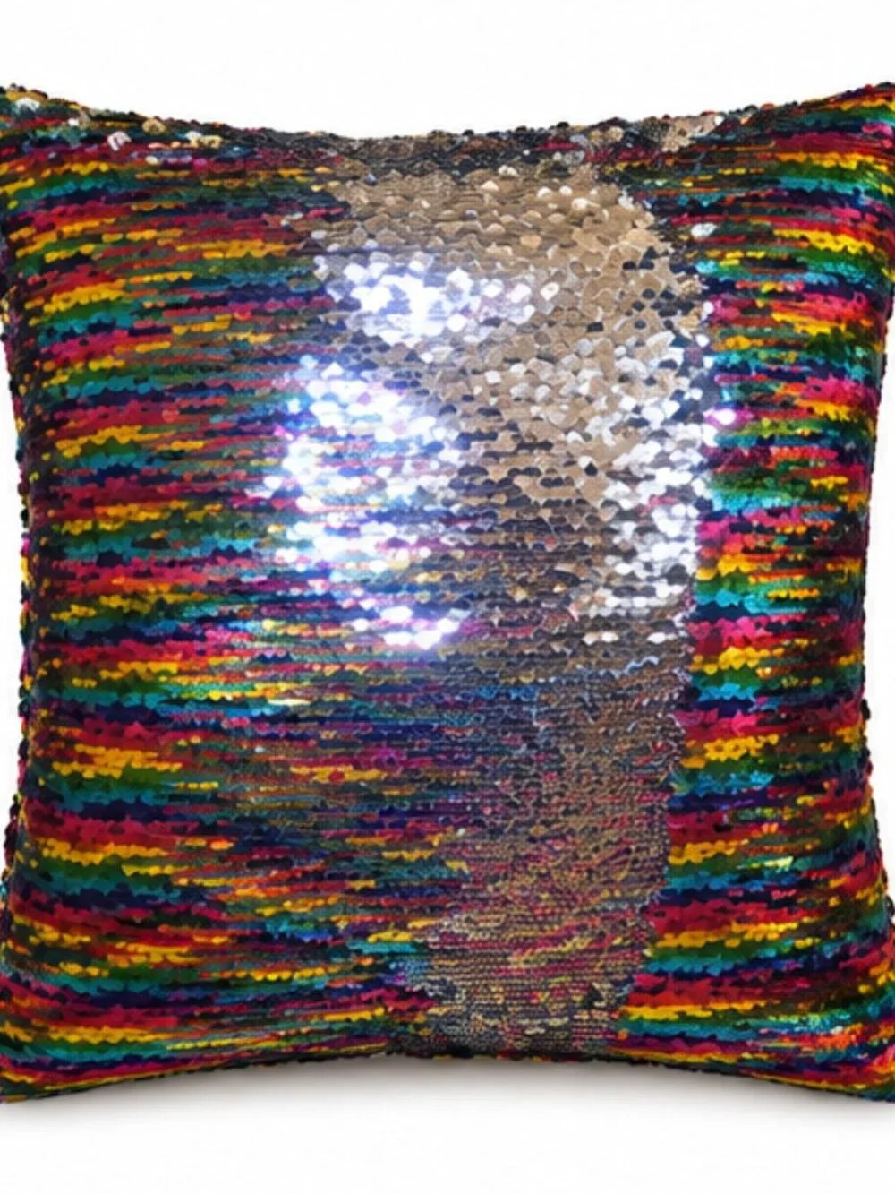 Good Vibes Rainbow Reversible Sequin Throw Pillow Multicolor